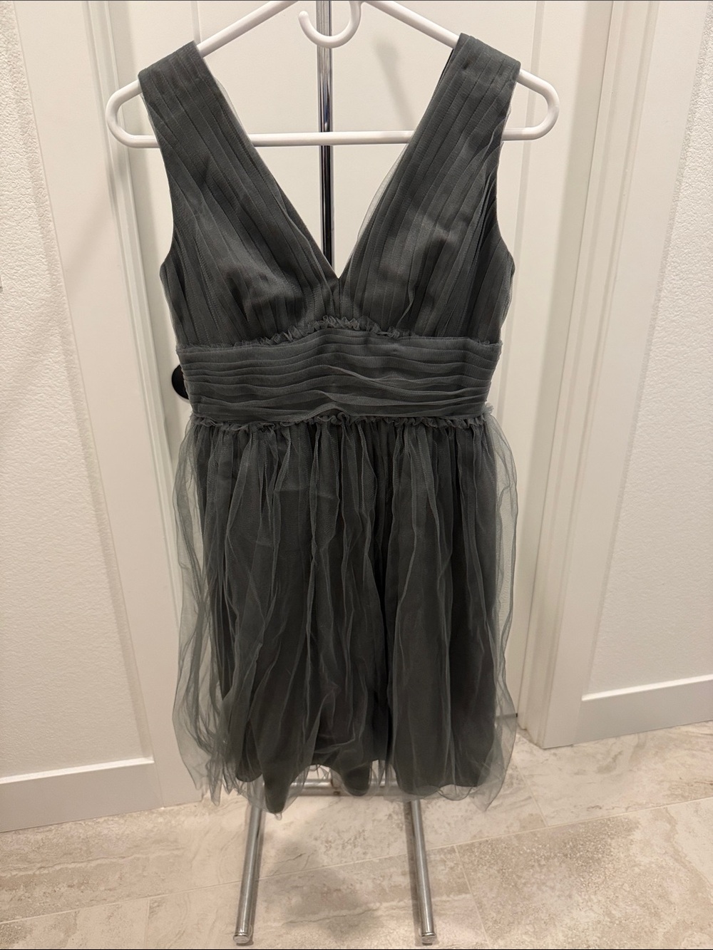 J. Crew Charcoal V-Neck Tulle Party Dress